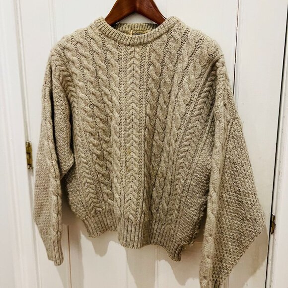 Vintage Fisherman’s Chunky Sweater Ireland Irish Aran Wool Cable Knit Dingle XL - Picture 10 of 16